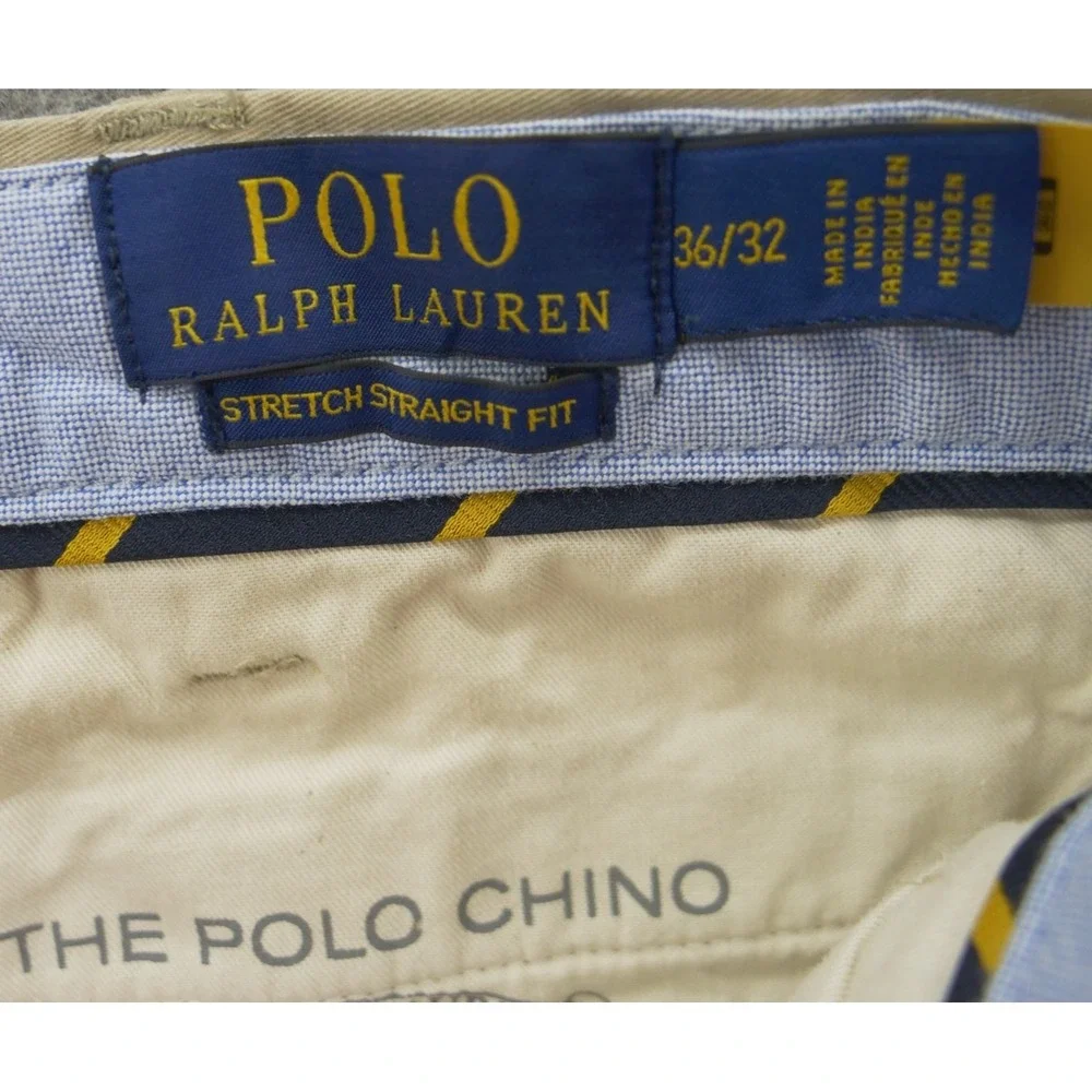Polo Ralph Lauren Pants Mens 36 Beige Chino Flat Front Golf  Cotton Pony Logo